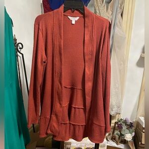 Women's Rust Open Front Tiered Cardigan